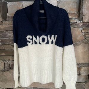 Wooden Ships Navy and Cream Cowl Neck Sweater